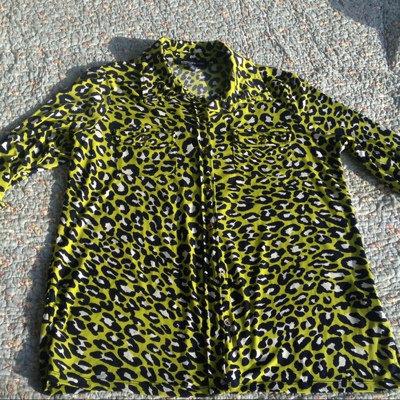 Jones  New York s  navy chartuse  green cheetah - Picture 5 of 6